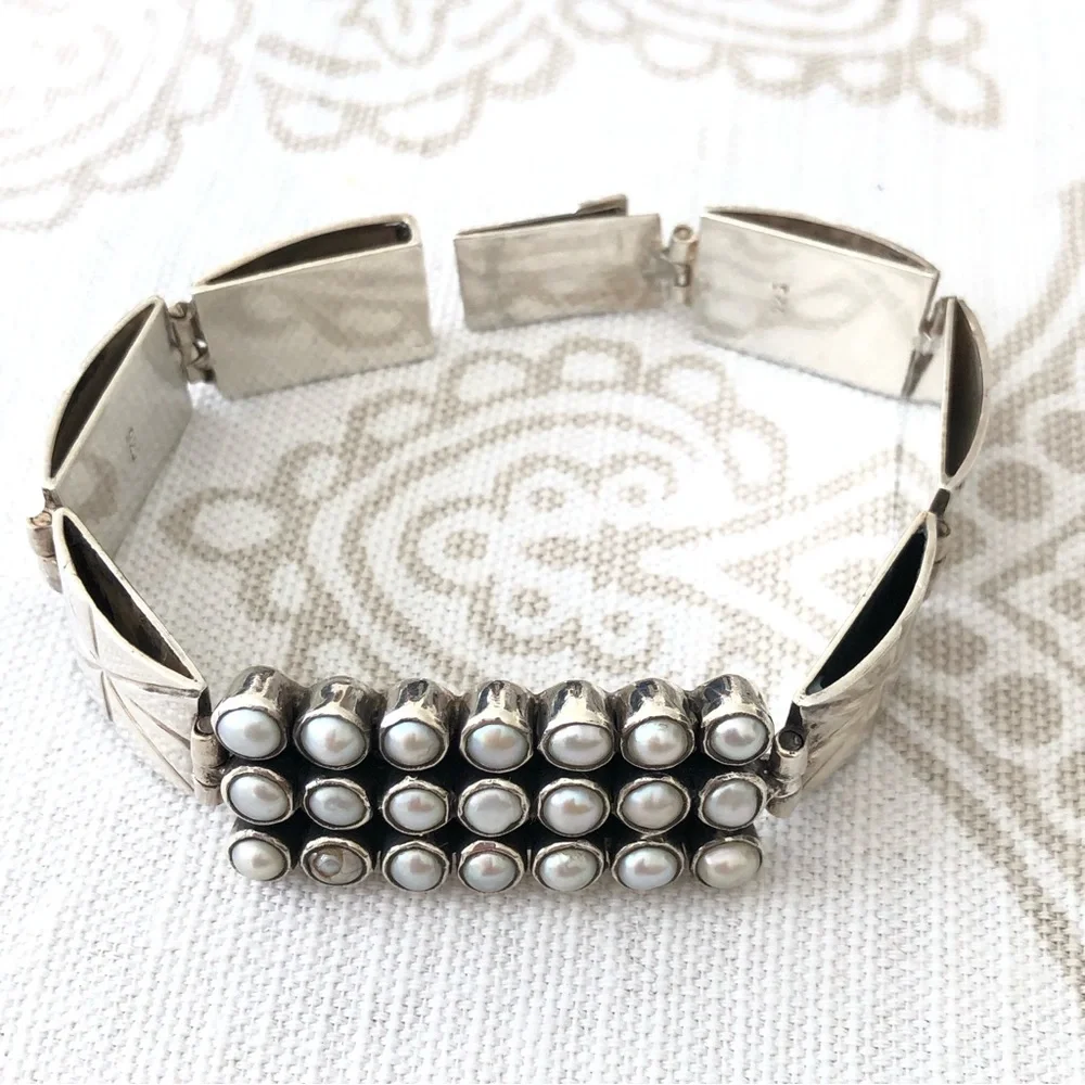 Vintage Pearl & 925 Silver Bracelet